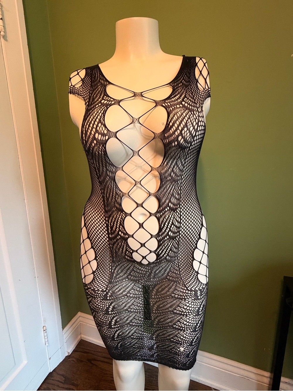 Black Sheer Lace Cutout Bodycon Dress - Womens Intimate